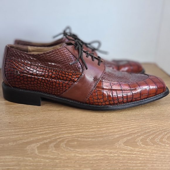 (0000) Stacy Adams Men's Classic Oxford Snake Skin Dress Shoes, Sz 10.5  Brown - Picture 8 of 16